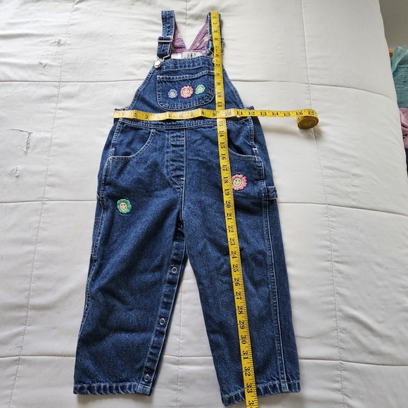 Newton Trading Co. 90s Boho Floral Smiley Face Embroidered Denim Overalls, 4T - Picture 10 of 10